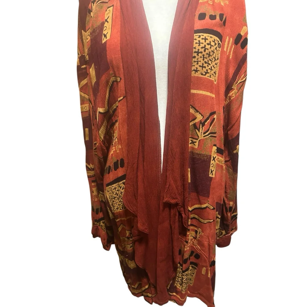 Southwest Indian Foundation‎ Size XL Lagenlook Red Cardigan